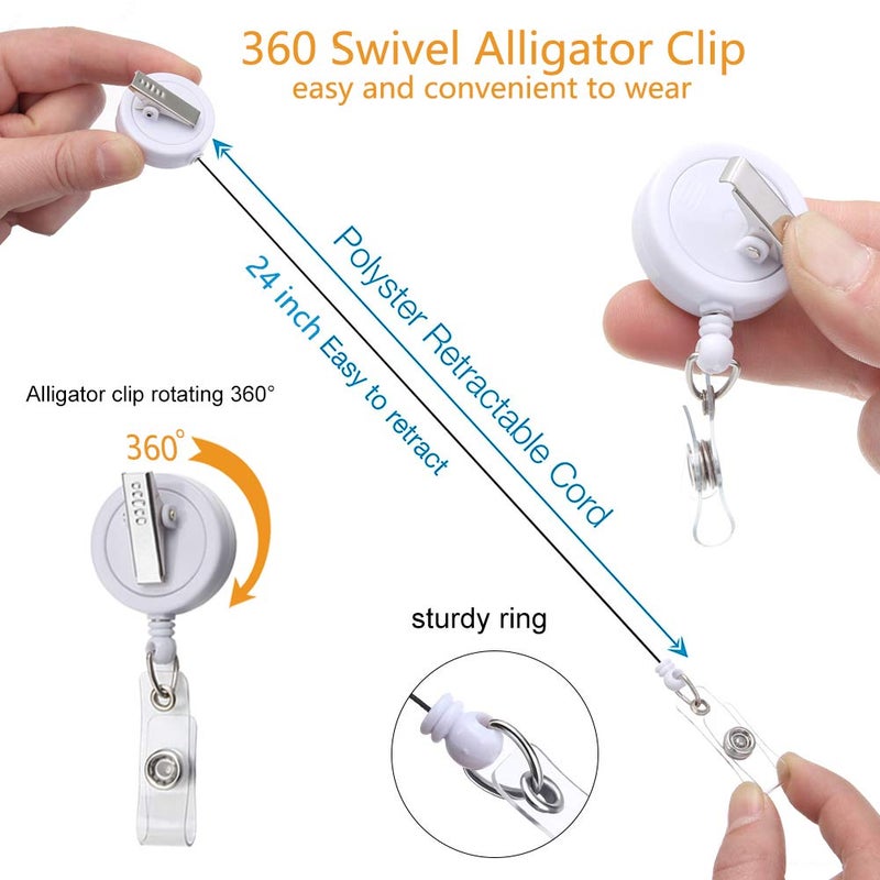 Coeufuedy Badge Reel Retractable Badge Holder with Alligator Clip,Nurse Cute Badge Clip for ID Card Holders,24" Wire Cord (Pack of 15 Randomly) - Image 5